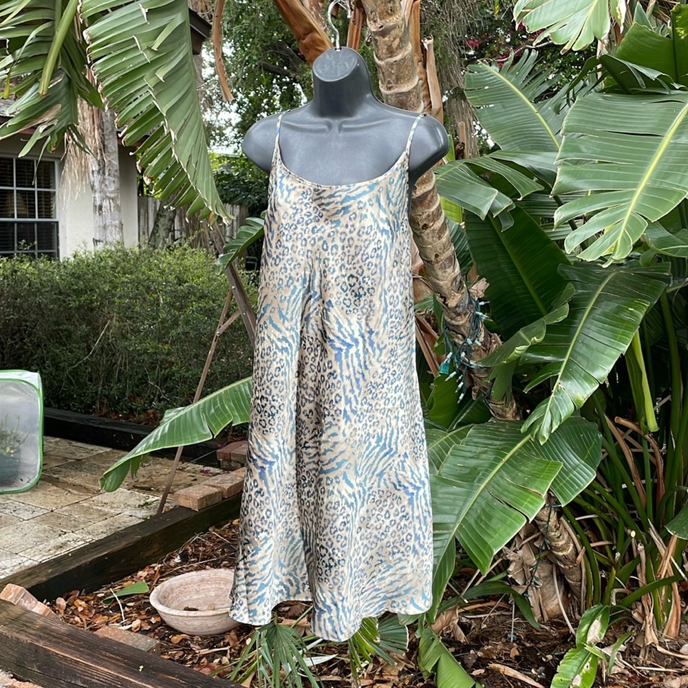 Leopard print satin slip dress